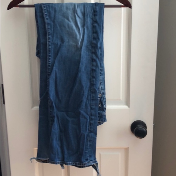 329. Men’s Adriano Goldschmied vintage distressed straight leg denim blue jeans - Picture 3 of 8